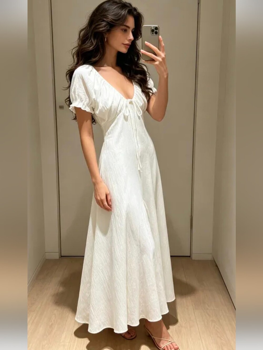 Zara Chiffon Midi Dress White - Picture 8 of 12
